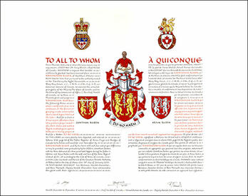 Letters patent granting heraldic emblems to Raveendran Ruben