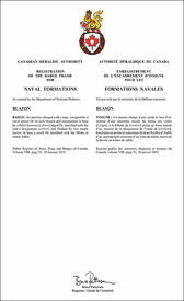 Lettres patentes enregistrant l'encadrement d'insigne pour les formations navales des Forces armées canadiennes