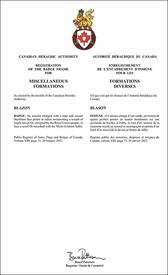 Lettres patentes enregistrant l'encadrement d'insigne pour les Formations diverses/groupes divers des Forces armées canadiennes