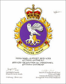 Letters patent approving the heraldic emblems of the Personnel Support Services (Ottawa-Gatineau)