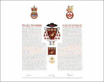 Letters patent granting heraldic emblems to Bradley Dana Smith