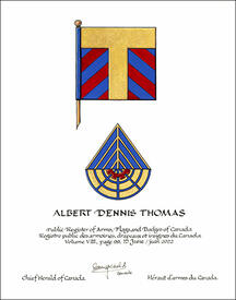Letters patent granting heraldic emblems to Albert Dennis Thomas