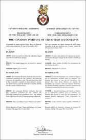 Lettres patentes enregistrant les emblèmes héraldiques de The Canadian Institute of Chartered Accountants
