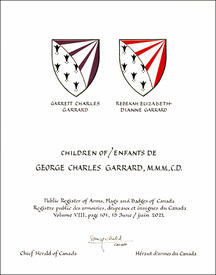Letters patent granting heraldic emblems to George Charles Garrard