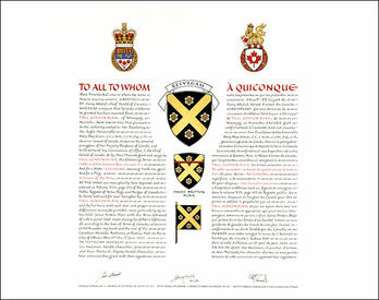 Letters patent granting heraldic emblems to Paul Gordon Blair