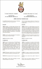 Lettres patentes enregistrant les emblèmes héraldiques de John Hannan McDougald