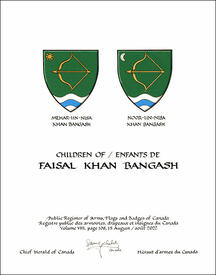 Lettres patentes concédant des emblèmes héraldiques à Faisal Khan Bangash Lettres patentes concédant des emblèmes héraldiques à Faisal Khan Bangash