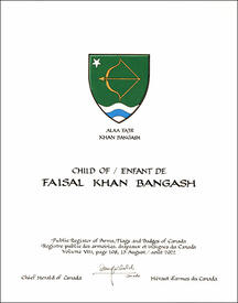 Letters patent granting heraldic emblems to Faisal Khan Bangash