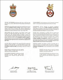 Lettres patentes concédant des emblèmes héraldiques à la Garde côtière canadienne
