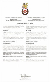 Lettres patentes enregistrant les emblèmes héraldiques de Phillips MacKay Till