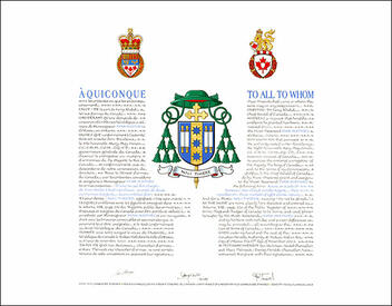 Letters patent granting heraldic emblems to Yvan Mathieu