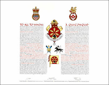 Letters patent granting heraldic emblems to Ramanbir Singh Nayyar