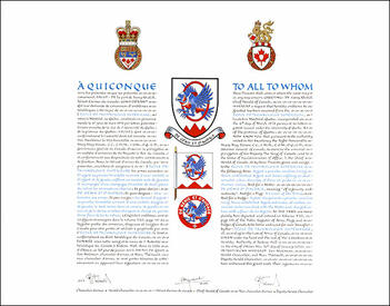 Letters patent granting heraldic emblems to the École de technologie supérieure