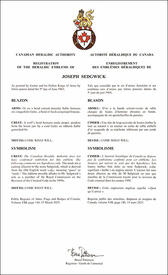 Letters patent registering the heraldic emblems of Joseph Sedgwick