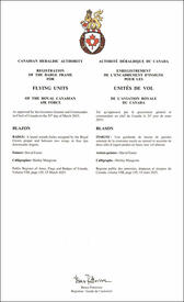 Lettres patentes enregistrant l'encadrement d'insigne des unités de vol de l’Aviation royale du Canada