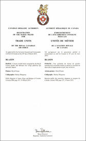 Lettres patentes enregistrant l'encadrement d'insigne pour les Unités de métier de l’Aviation royale du Canada