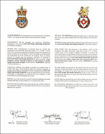 Letters patent granting heraldic emblems to Sylvain Marc Richard Margot