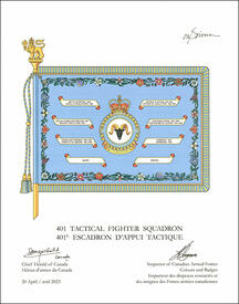 Lettres patentes  approuvant les emblèmes héraldiques du 401e Escadron d’appui tactique