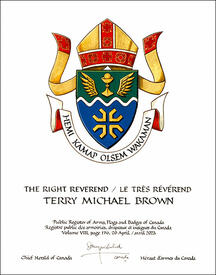 Letters patent granting heraldic emblems to Terry Michael Brown Letters patent granting heraldic emblems to Terry Michael Brown