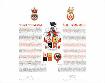 Letters patent granting heraldic emblems to Luke Gerald Settee
