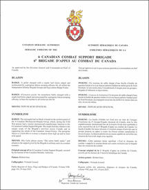 Lettres patentes approuvant l’insigne du 6e Brigade d’appui au combat du Canada