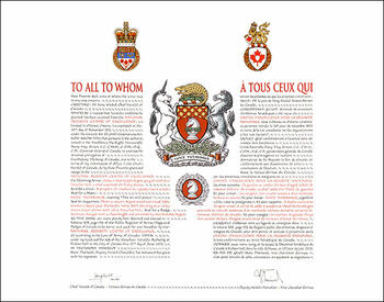 Letters patent granting heraldic emblems to the National Security Centre for Excellence