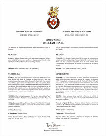 Lettres patentes approuvant l’insigne du NCSM William Hall