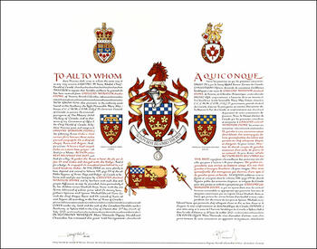 Letters patent granting heraldic emblems to Gregory Winston Stone