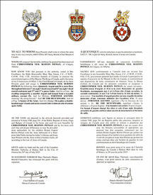 Letters patent granting heraldic emblems to Christopher Neil Burton Pitman