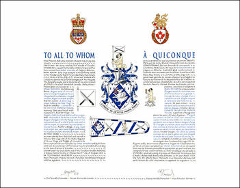Letters patent granting heraldic emblems to Ryan Whibbs
