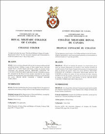 Letters patent confirming the heraldic emblems of the Royal Military College of Canada