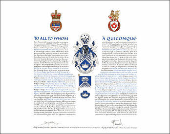 Letters patent granting heraldic emblems to Braden Josiah Root-McCaig