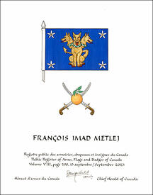 Letters patent granting heraldic emblems to François Imad Metlej