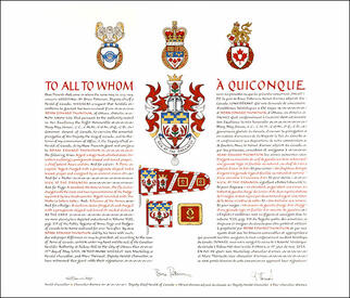 Letters patent granting heraldic emblems to Adam Edward Thompson Letters patent granting heraldic emblems to Adam Edward Thompson