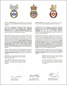 Lettres patentes concédant des emblèmes héraldiques à l'American Society of Heating, Refrigerating and Air Conditioning Toronto Chapter