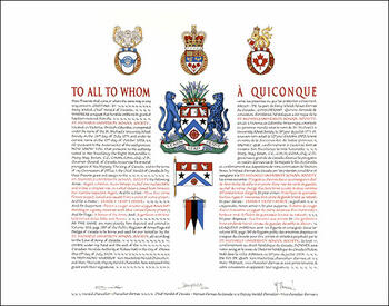 Lettres patentes concédant des emblèmes héraldiques à la St. Michaels University School Society Lettres patentes concédant des emblèmes héraldiques à la St. Michaels University School Society