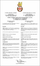 Lettres patentes enregistrant les emblèmes héraldiques de Henry Charles Keith Petty-Fitzmaurice
