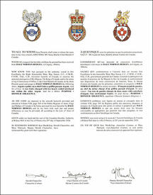 Lettres patentes concédant des emblèmes héraldiques à Dale Norman Hedges