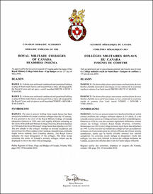 Lettres patentes approuvant les insignes de coiffure des Collèges militaires royaux du Canada
