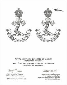 Lettres patentes approuvant les insignes de coiffure des Collèges militaires royaux du Canada