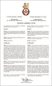 Lettres patentes enregistrant les emblèmes héraldiques de Kenneth Anderson Catto