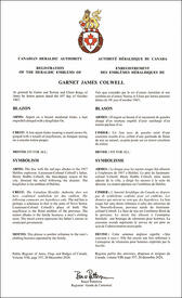 Lettres patentes enregistrant les emblèmes héraldiques de Garnet James Colwell