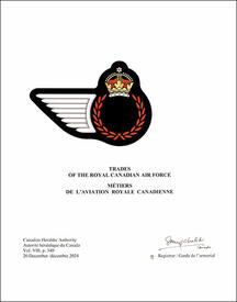 Lettres patentes enregistrant l'encadrement d'insigne pour les métiers de l’Aviation royale canadienne Lettres patentes enregistrant l'encadrement d'insigne pour les métiers de l’Aviation royale canadienne