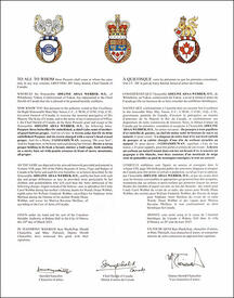 Lettres patentes concédant des emblèmes héraldiques à Adeline Adaa Webber Lettres patentes concédant des emblèmes héraldiques à Adeline Adaa Webber