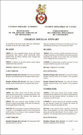 Lettres patentes enregistrant les emblèmes héraldiques de Charles Douglas Stewart Lettres patentes enregistrant les emblèmes héraldiques de Charles Douglas Stewart