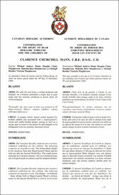 Lettres patentes confirmant les emblèmes héraldiques de Clarence Churchill Mann