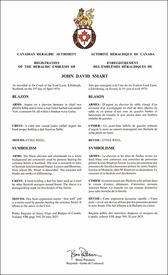 Lettres patentes enregistrant les emblèmes héraldiques de John David Smart Lettres patentes enregistrant les emblèmes héraldiques de John David Smart