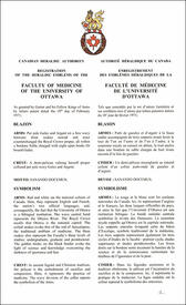 Letters patent registering the heraldic emblems of the Faculty of Medicine of the University of Ottawa Letters patent registering the heraldic emblems of the Faculty of Medicine of the University of Ottawa