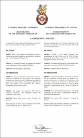 Lettres patentes enregistrant les emblèmes héraldiques de Lanfranco Amato Lettres patentes enregistrant les emblèmes héraldiques de Lanfranco Amato