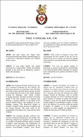 Lettres patentes enregistrant les emblèmes héraldiques de Paul L'Anglais